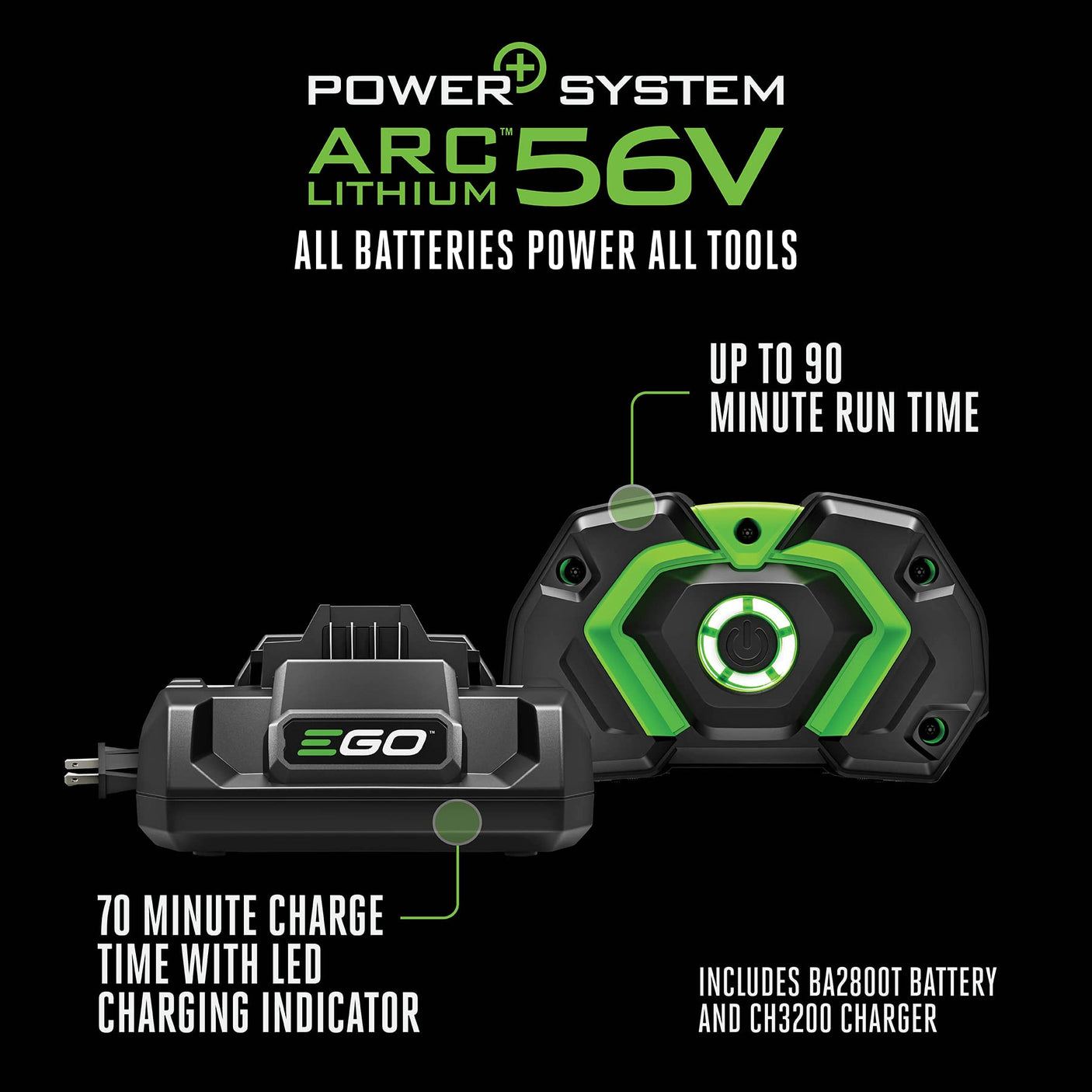 EGO Power+ LB6003 600 CFM Variable-Speed 56-Volt Cordless Leaf Blower 7.5Ah Battery and Charger Included