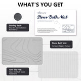 Stone Bath Mat, Diatomaceous Earth Shower Mat, Non-Slip Super Absorbent Quick Drying Bathroom Floor Mat, Natural, Easy to Clean (23.6 x 15.35 Darkgrey)