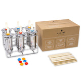 Stainless Steel Popsicle Molds and Rack - 10 Square Ice Pop Makers + 50 Reusable Bamboo Sticks + 20 Silicone Seals + 1 Cleaning Brush + 1 Rack
