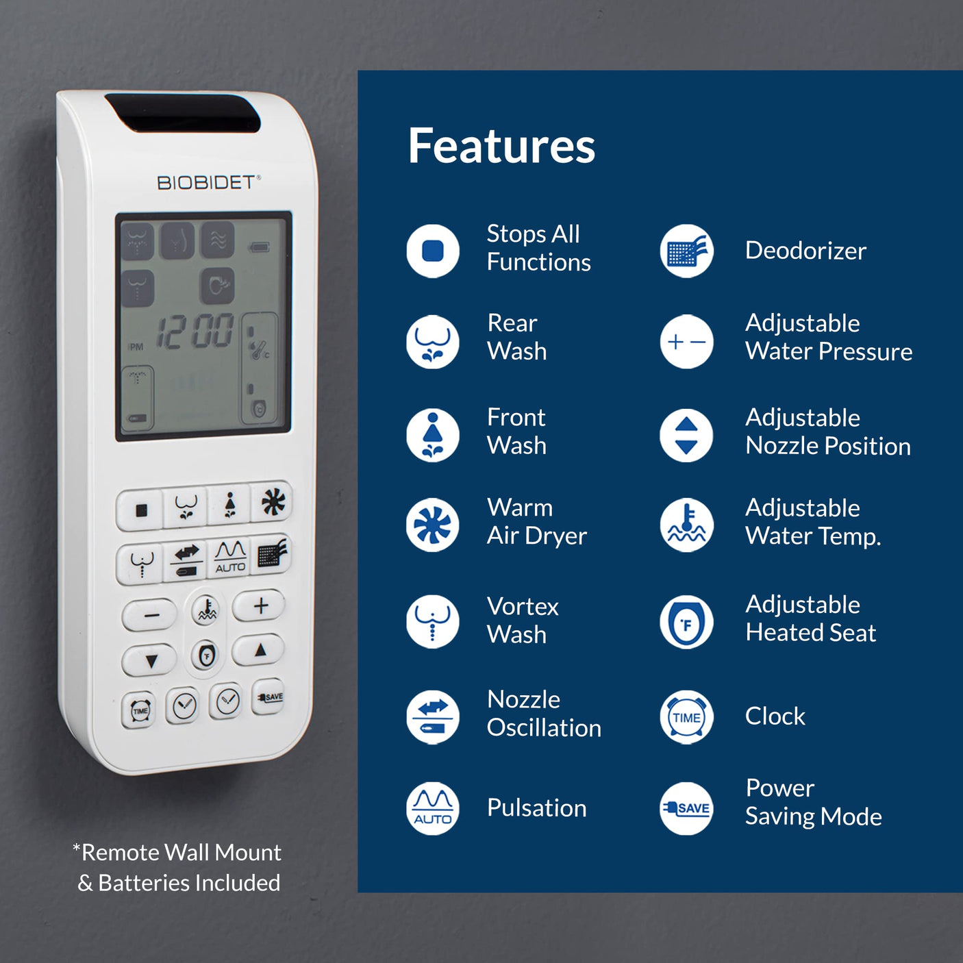 Bio Bidet BB2000 Bliss Electric Bidet Toilet Seat, Warm Water with Air Dryer, Heated Seat with Sensor and Slow Close Lid, Night Light, Remote Control, Elongated, White