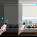 Motorized Smart Blind for Window with Remote Control, Automatic Blackout Roller Shade Customizable Size,with Valance Child Safety Rechargeable Battery Blinds (Full Blackout Black)