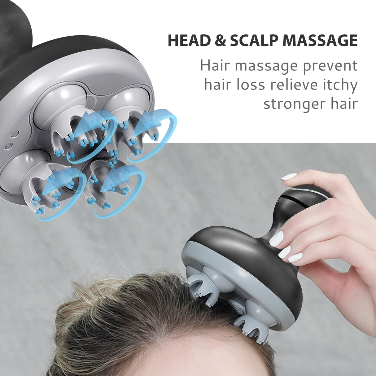 COMFIER Electric Cordless Hair Scalp Massager with Kneading 84 Massage Nodes, Handheld Portable Head Scratcher Massager for Hair Growth, Deep Clean and Stress Relax, Gifts for Men Dad