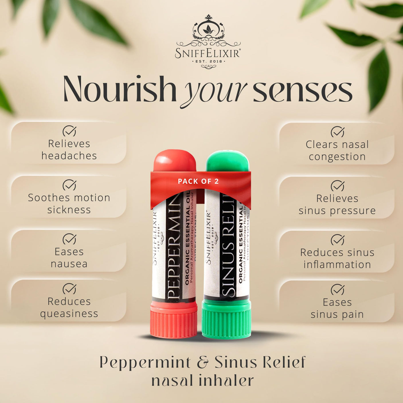 Nasal Stick Inhaler Lavender Nasal Aromatherapy Inhaler - Natural Essential Oil Inhaler for Calm Mind, Mood Boost Nausea Inhaler Relaxation Gifts Nasal Inhaler Stick Portable Nasal Inhalers for Adults