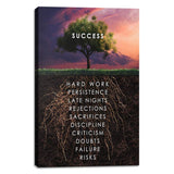 Success Tree Inspirational Quote Canvas Wall Art Motivational Motto Painting Inspiring Entrepreneur Posters Prints Artwork Decor Framed for Home Office Classroom Ready to Hang - 12" Wx18 H