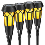 Flickering Flames Solar Powered Lights - Upgraded Solar Torches Waterproof Outdoor Decorative Lighting Auto On/Off, Handmade Bamboo Finish, 2-Pack