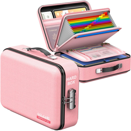 Fireproof Document Box, Hard Case Fireproof File Organizer with Lock Hard-Shell Design Fireproof Water Resistant Safe Box for Important Documents Certificates Laptop Passports Black