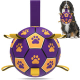 QDAN Premium Dog Toys Balls, Dog Soccer Ball with Straps, Dog Birthday Gifts, Herding Ball, Durable Balls for Small Medium Pet, Puppy Outdoor Toy, Pet Training Soccer Ball, World Cup Soccer (6 Inch)
