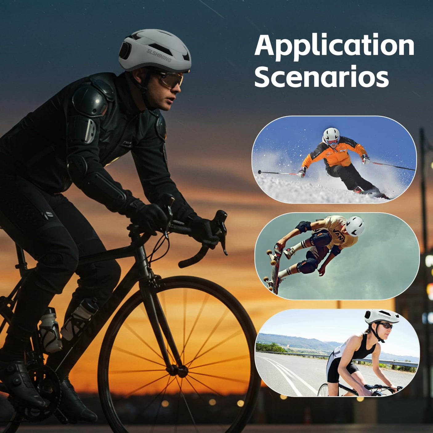 Smart Bike Helmet with Light: Bicycle Helmets for Adult Teens for Mountain & Road Cycling Electric Scooter Skateboard Skating