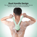 Electric Body Brush Back Scrubber for Shower, Waterproof Long Dual Handle Power Body Scrubber with 3 Heads, Rechargeable Bath Brush & 2 Speeds, for Cleansing, Exfoliating and Massaging Skin