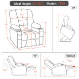 MCombo Power Lift Recliner Chair for Elderly, Lift Chair with Heat and Massage, USB Ports, Cup Holders, Faux Leather 7519 (Medium, Dark Brown)