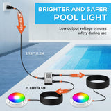 Above Ground Pool Lights with APP Control 20W RGB Dimmable LED Pool Lights with Suction Cups and Built-in Magnets 12V Underwater Pool Light for Above ground Inground Pools IP68 Waterproof 28FT Cord B