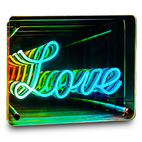 Custom Infinity Mirror Light Neon Light Signs with Colorful Thousand-Layer Vision, Controller lcons Ambient Light for Bedroom Living Room Desk Accessories Game Room Decor (LOVE standard)