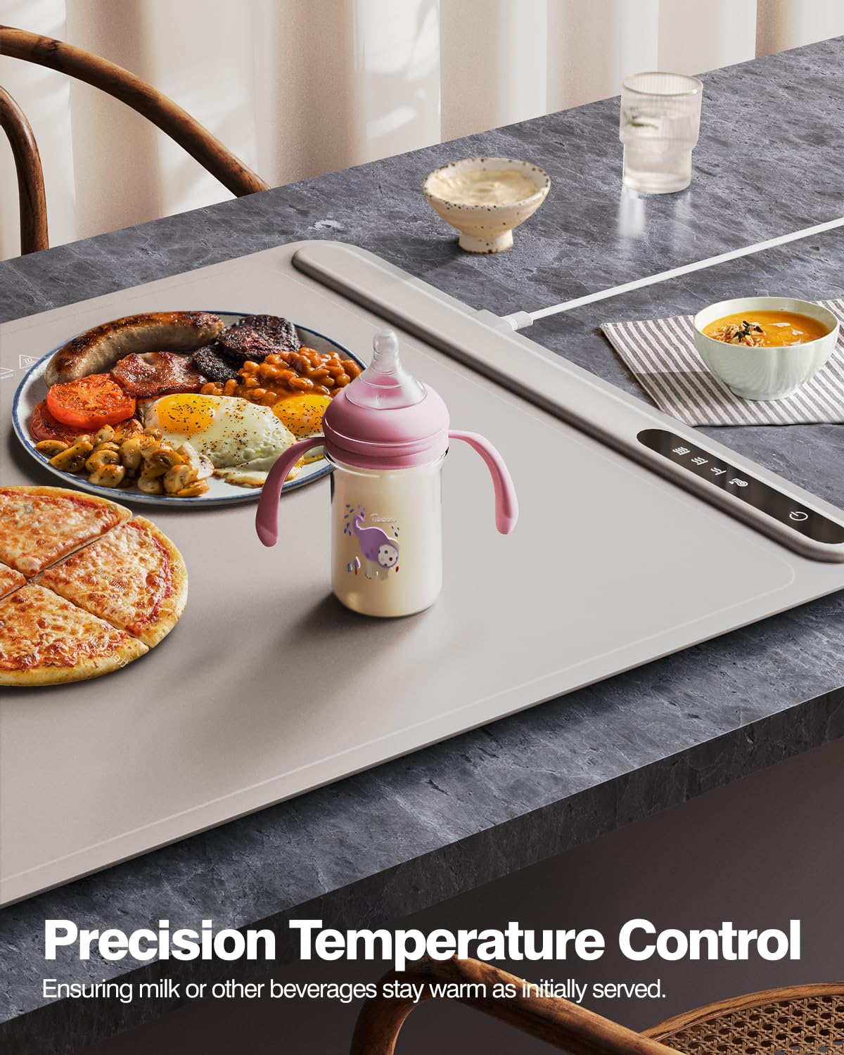 Electric Warming Tray - Full Surface Heating,Rollable & Portable,Premium Silicone Nano-Material,3 Temperature Settings,Auto Shut-Off -Versatile Food Warmer for Gatherings,Parties,Everyday Use