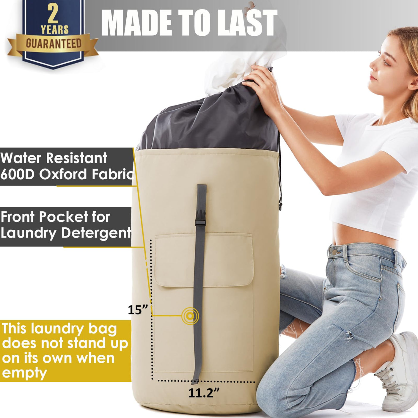 Laundry Bag Backpack Extra Large, 115L Laundry Backpack with Padded Shoulder Strap, Sturdy Travel Laundry Bags, Hanging Laundry Bag for College Dorm, Apartment, Clothes Hamper Bag for Laundromat
