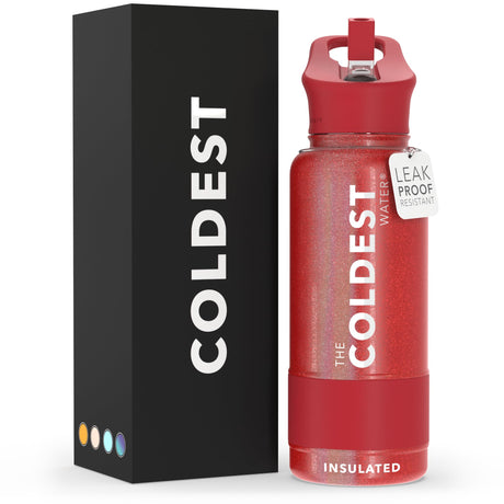 Coldest Insulated Water Bottle with Straw Lid - Stainless Steel Metal Thermos for Men & Women (Matte Black, 32 oz)