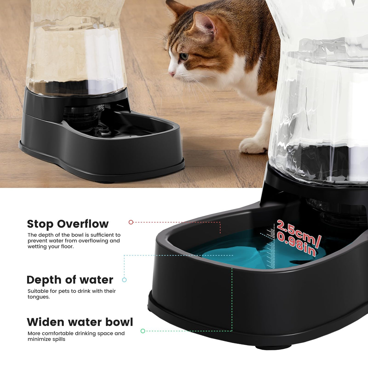 Gardner Pet Automatic Dog Water Dispenser Gravity Stainless Steel Water Waterer Feeder, 100% BPA-Free Large Capacity Water Feeding Bowls for Medium & Large-Sized Dogs Cats Other Pets -(1 Gallon)