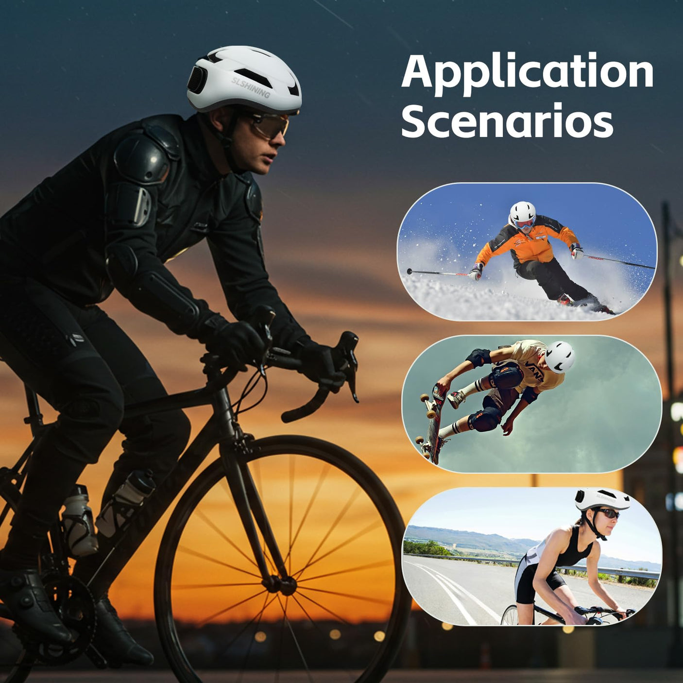 Smart Bike Helmet with Light: Bicycle Helmets for Adult Teens for Mountain & Road Cycling Electric Scooter Skateboard Skating