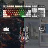 CHONCHOW LED Keyboard and Mouse, 104 Keys Rainbow Backlit Keyboard and 7 Color RGB Mouse, White Gaming Keyboard and Mouse Combo for PC Laptop Xbox PS4 Gamers and Work