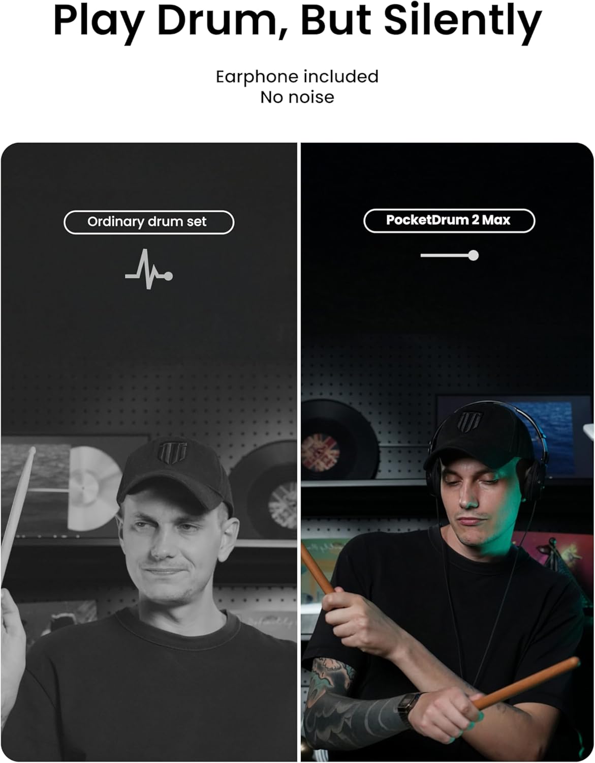 AeroBand Electronic Drum Set PocketDrum2 MAX（2025 Version）, Air Drum Sticks & Pedals & Bluetooth Adapter, Play Drum Anywhere Anytime, 8 Tones and USB Midi Teens Adult Drummer Gift (Earphone Included)