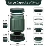 WhiteRhino Pickle Jar with Strainer Flip,34oz Pickle Container Pickle and Olive Hourglass Jar,Glass Flip Pickle Jar Juice Separator Jar with Airtight Lid for Jalapeno Gherkin