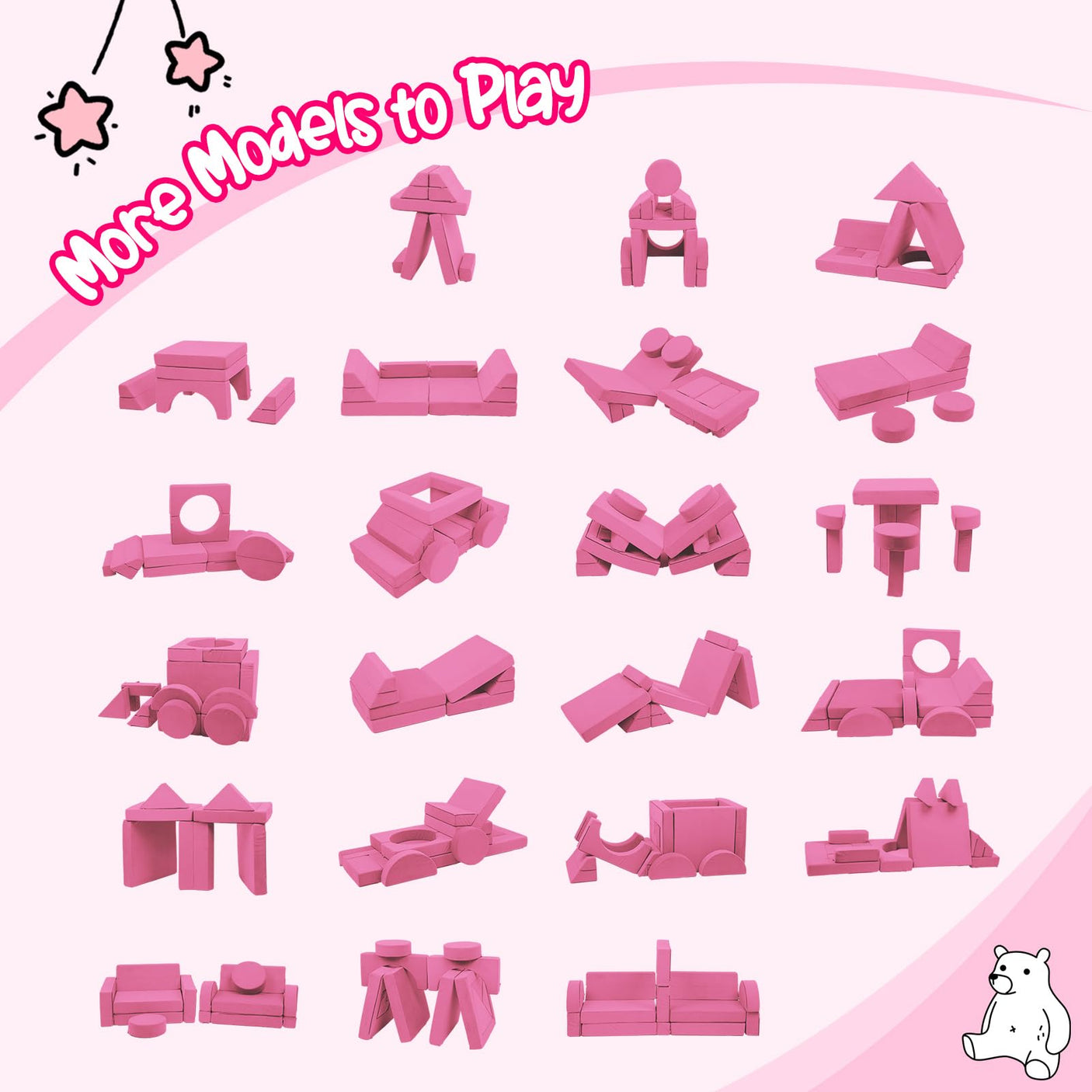 22Pcs Modular Kids Play Couch - Kids Couch for Playroom Bedroom Living Rooms Toddler Sofa for Inspiring Child Creativity，Children Convertible Foam Sofa