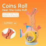 Wooden Dinosaur Piggy Bank Boalord for Boys Kids Girls Clear Big Belly Animal Coin Bank for Toddler Real Money Toy（Dino-Blue）