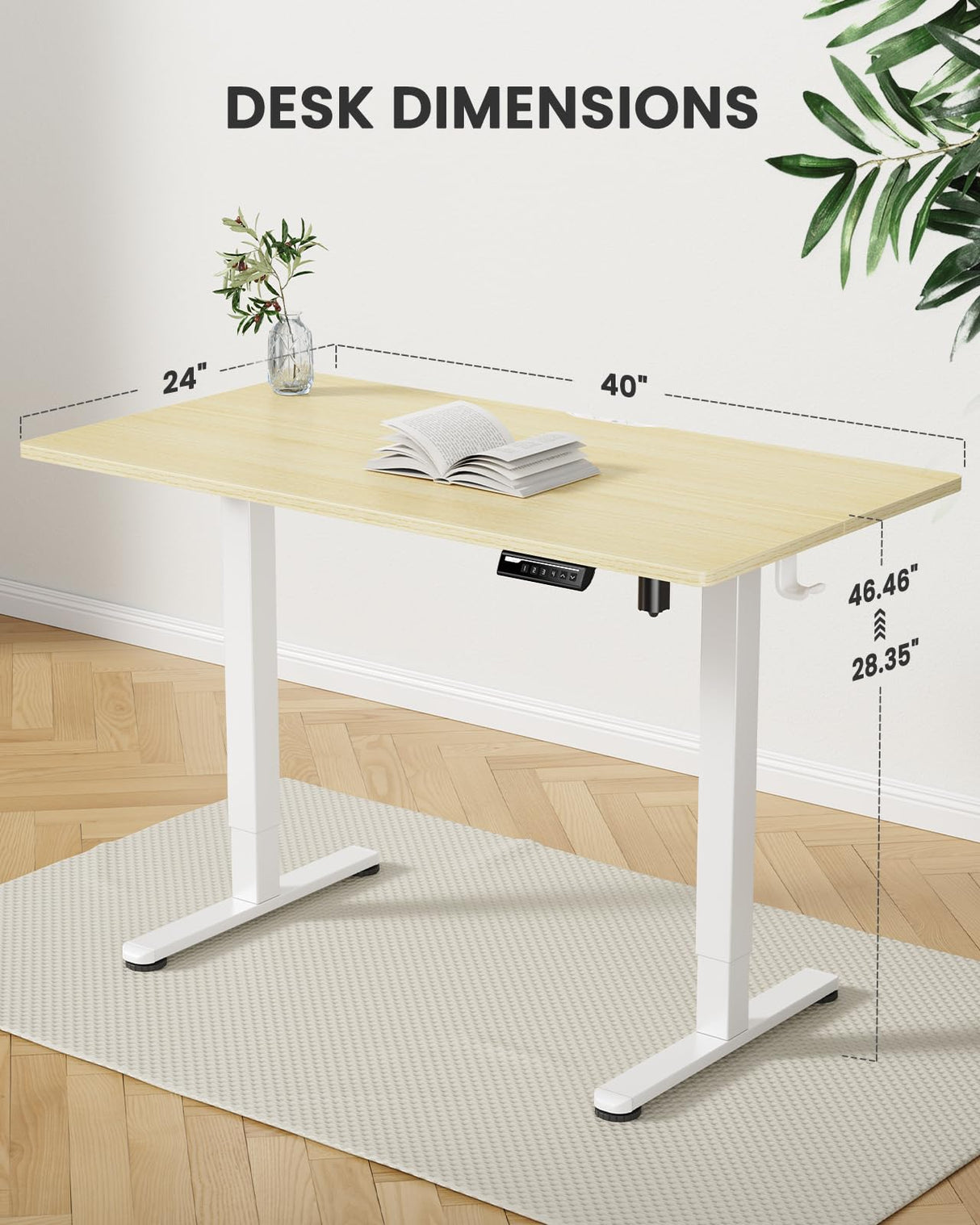 ErGear Height Adjustable Electric Standing Desk, 55 x 28 Inches Sit Stand up Desk, Large Memory Computer Home Office Desk with Two-Piece Desktop (Black)
