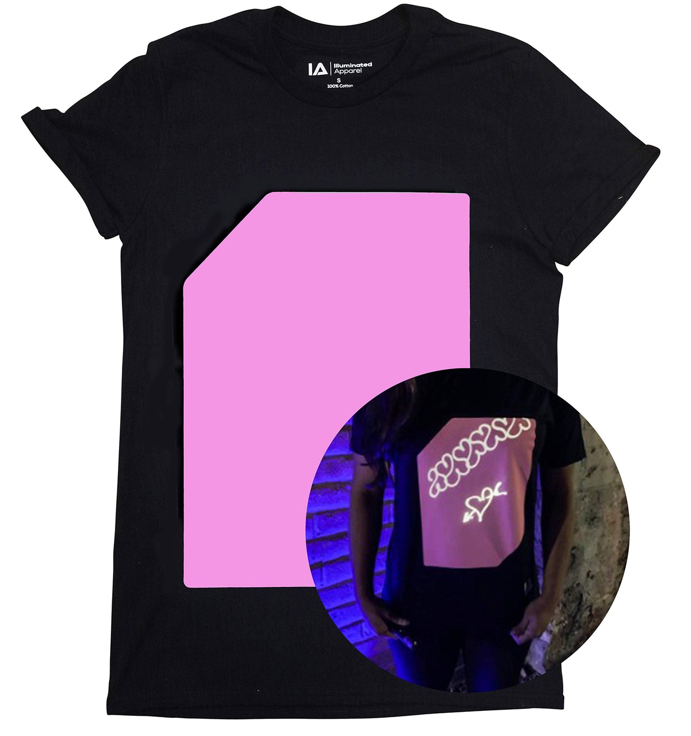 Illuminated Apparel Original Interactive Glow in The Dark T-Shirt - Fun for Birthday Parties & Festivals