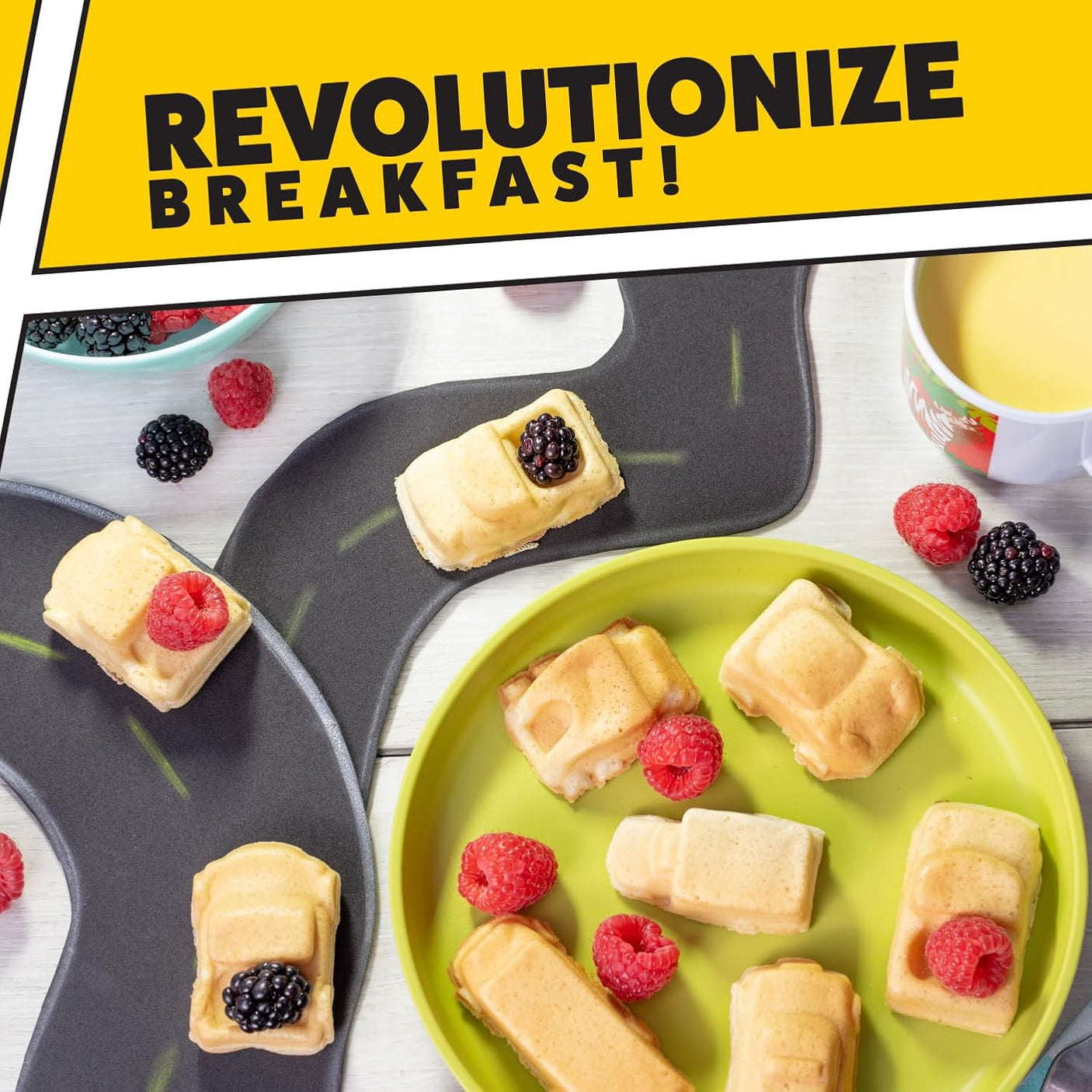 Car Mini Waffle Maker- Make 7 Different Race Cars Trucks & Automobile Vehicle Shaped Pancakes for Kids Adults- Electric Waffler Iron w Recipe Guide, NonStick Pan Cake Baker Machine- Fun Gift for Him