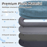 Human Dog Bed, Large Dog Beds for Humans Size Fits You and Pets, Washable Faux Fur Orthopedic Human Pet Bed for People Doze Off, Napping, Present Pillow, Blanket, Strap - Khaki
