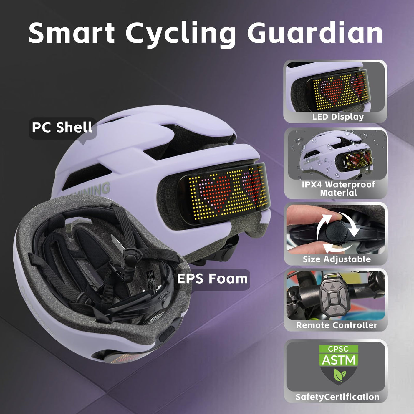 Smart Bike Helmet with Light: Bicycle Helmets for Adult Teens for Mountain & Road Cycling Electric Scooter Skateboard Skating