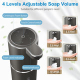 Automatic Foaming Soap Dispenser,4-Level Adjustable Foam, Wall Mount, USB Rechargeable,12.8oz/ 380ml,Touchless Hand & Dish Soap Dispenser for Bathroom, Kitchen,Hotel, Restaurant