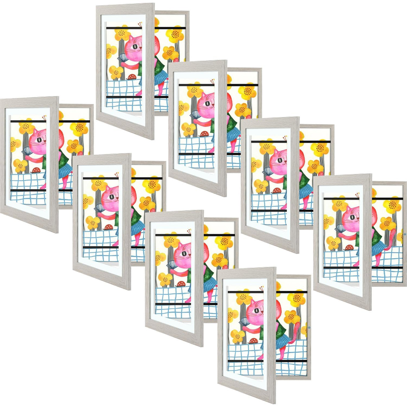 Golden State Art, 10x12.5 Kids Art Frames, Front-Opening Picture Frame Great for Kids Drawings, Artworks, Children Art Projects, Schoolwork, Home or Office (Walnut Set of 2)