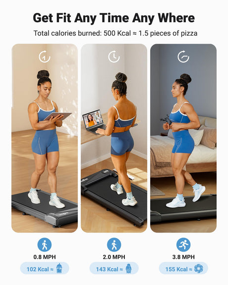 THERUN Walking Pad Treadmill Under Desk, Portable Mini Treadmill for Home/Office, Walking Pad Machine with 2.5HP and 265 lbs Weight Capacity Remote Control LED Display