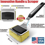 GRILLART Grill Brush Bristle Free. SteamWizards BBQ Replaceable Cleaning Head, Unique Seamless-Fit Scraper Tool for Cast Iron/Stainless-Steel Grates, Safe Barbecue Grill Cleaner-Red