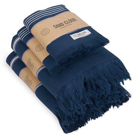Sand Cloud Turkish Bath Towels Bundle for Bathroom, Set of 4 (Classic Green) - Large Size - 100% Certified Organic Cotton Yarn is Lightweight, Soft & Absorbent - Premium Bath Towels Dry Faster