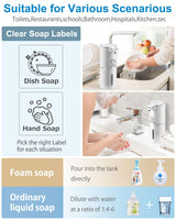 Automatic Foaming Soap Dispenser,4-Level Adjustable Foam, Wall Mount, USB Rechargeable,12.8oz/ 380ml,Touchless Hand & Dish Soap Dispenser for Bathroom, Kitchen,Hotel, Restaurant