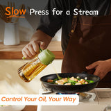 TrendPlain 16oz/470ml Glass Olive Oil Sprayer for Cooking - 2 in 1 Olive Oil Dispenser for Kitchen Gadgets, Air Fryer, Salad, and BBQ - Navy