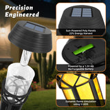 Flickering Flames Solar Powered Lights - Upgraded Solar Torches Waterproof Outdoor Decorative Lighting Auto On/Off, Handmade Bamboo Finish, 2-Pack