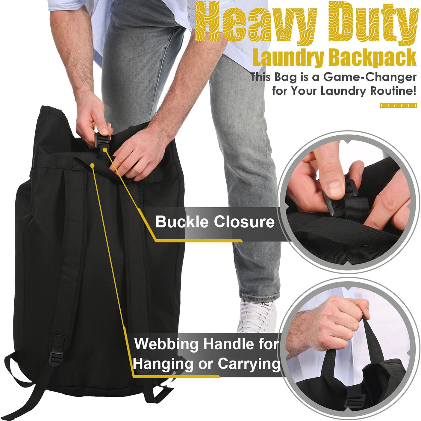 Laundry Bag Backpack Extra Large, 115L Laundry Backpack with Padded Shoulder Strap, Sturdy Travel Laundry Bags, Hanging Laundry Bag for College Dorm, Apartment, Clothes Hamper Bag for Laundromat