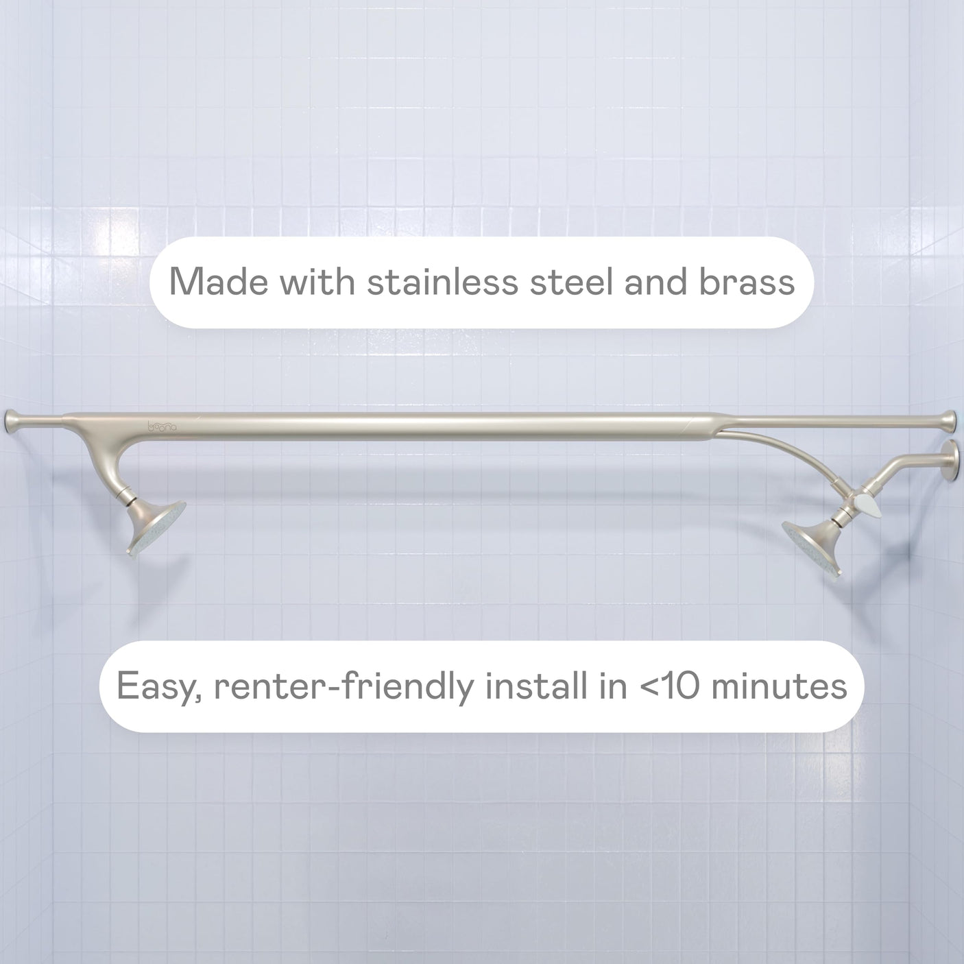 BOONA - The Original Tandem Shower | As Seen On Shark Tank | Double Shower Head for Couples, High Pressure Dual Shower Heads (One Showerhead, Midnight Black)