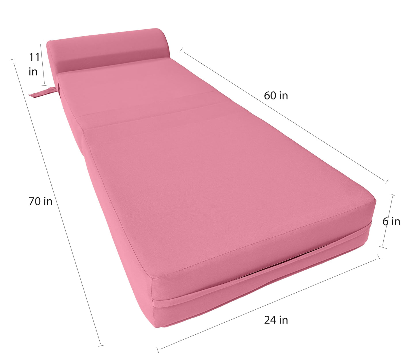 D&D Futon Furniture Sleeper Chair Folding Bed, Studio Sofa Guest Folded Mattress, High Density Foam (70 x 24 x 6, Navy Blue)