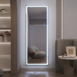 LVSOMT LED RGB Full Length Mirror, Full Body Mirror with Lights, Wall Mounted Lighted Mirror, Over The Door Hanging Mirror, 14 LED Light + Dimmable Brightness + Adjustable Speed, 47" x 16"