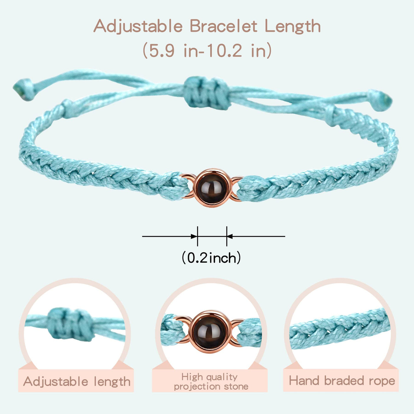 SUPHELPU Custom Bracelets with Picture Inside, Picture Bracelet Personalized Photo, Women's Identification Bracelets, Memorial Gifts for Loved One