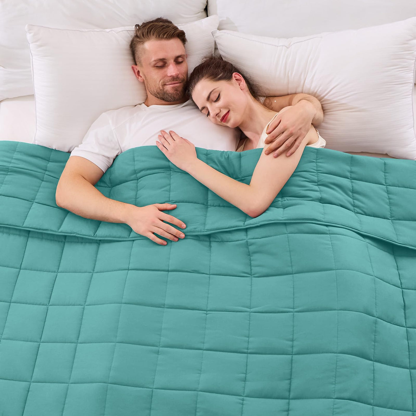 yescool Weighted Blanket for Adults (20 lbs, 60” x 80”, Blue) Cooling Heavy Blanket for Sleeping Perfect for 190-210 lbs, Queen Size Breathable Blanket with Premium Glass Bead, Machine Washable
