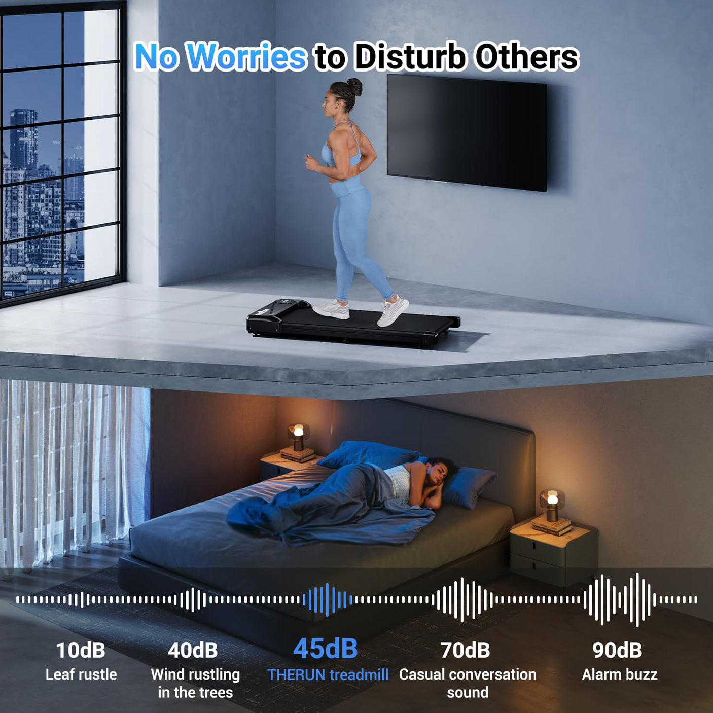 THERUN Walking Pad Treadmill Under Desk, Portable Mini Treadmill for Home/Office, Walking Pad Machine with 2.5HP and 265 lbs Weight Capacity Remote Control LED Display