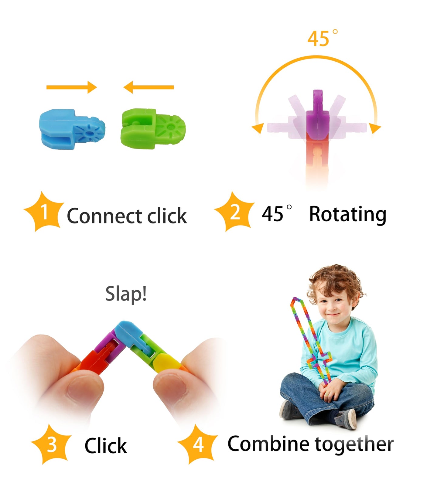 Ganowo 24 Pack Fidget Toy Wacky Tracks Snap and Click Fidgets Sensory Toys Party Favors ,Classroom Reward,School,Valentines Gifts for Adults ,Kids,Teens ,Students