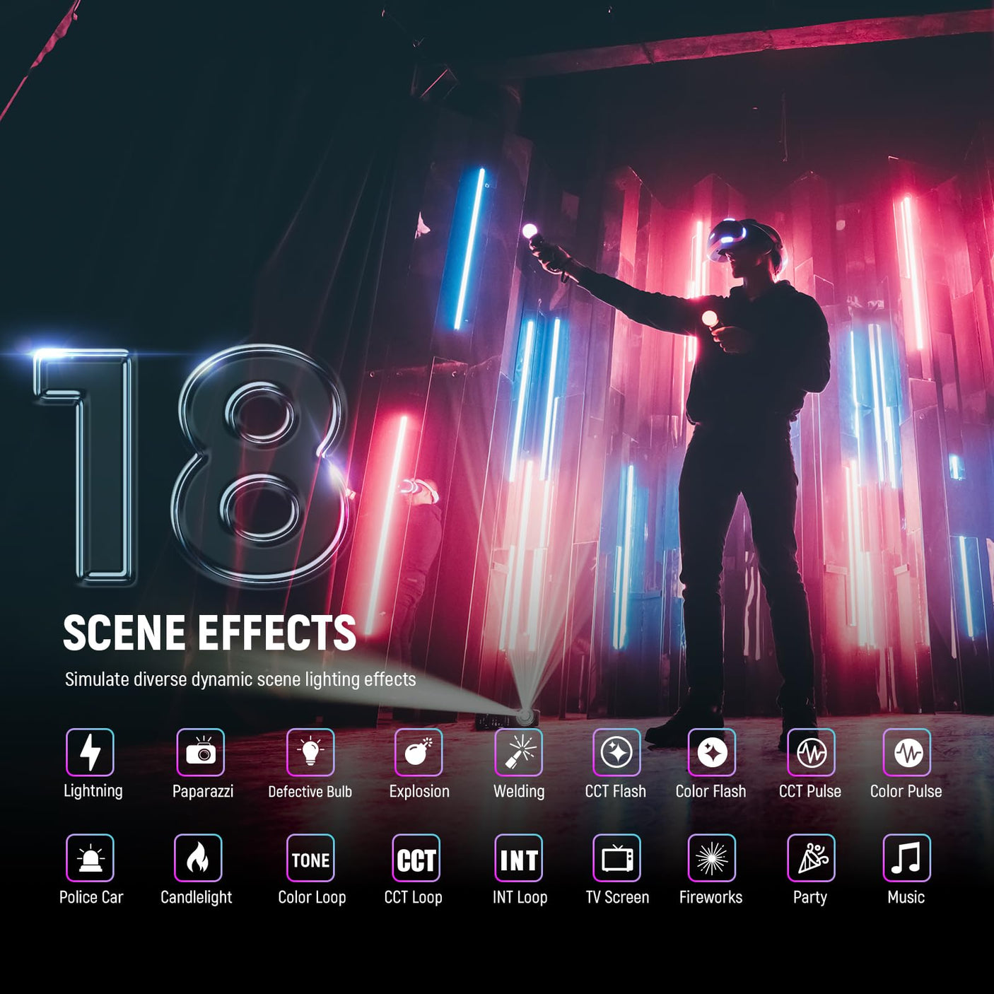 NEEWER RGB LED Video Light Stick, Touch Bar & APP Control, Magnetic Handheld Photography Lighting Wand, Dimmable 3200K~5600K CRI98+ Full Color LED Light with 6400mAh Battery, 17 Scenes, RGB1