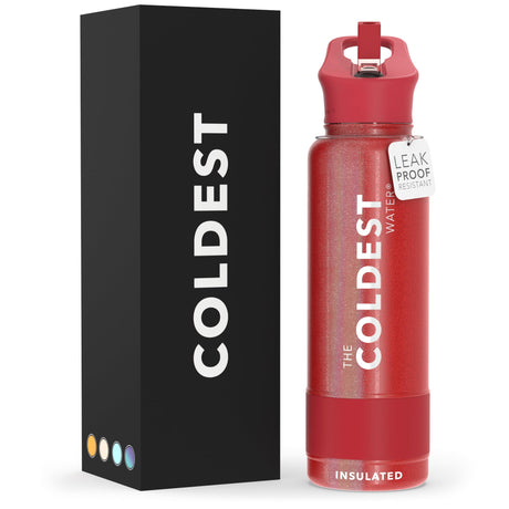 Coldest Insulated Water Bottle with Straw Lid - Stainless Steel Metal Thermos for Men & Women (Matte Black, 32 oz)