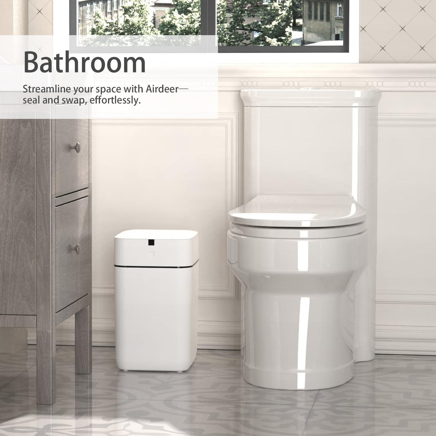 Automatic Trash Can, 4 Gallon Self Sealing and Self-Changing Smart Trash Can, Motion Sensor, Touchless Garbage can with lid for Kitchen Bathroom Bedroom Office, 6 Refill Rings(A1, White)